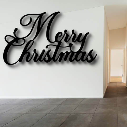 Merry Christmas Script Metal Sign, Merry Christmas Wall Decor, Christmas Holiday Metal Art, Christmas Wall Hangings, Housewarming Gift.