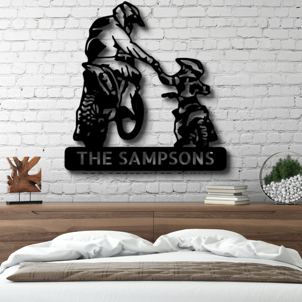 Custom Father and Son Motorcross Metal Sign, Personalized Father and Son Motocross Metal Plaque, Birthday Gift For Motocross Lover, Indoor Wall Hangings, Housewarming Gift For Him, Living Room Decor