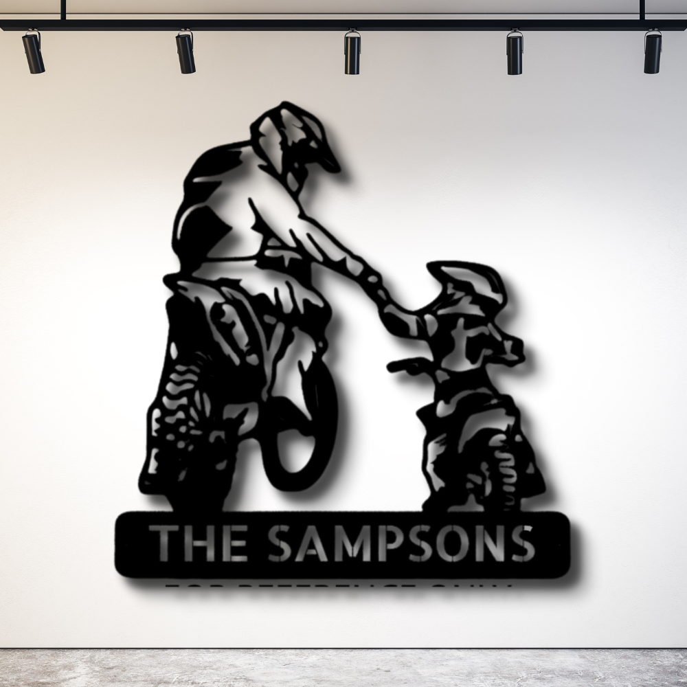 Custom Father and Son Motorcross Metal Sign, Personalized Father and Son Motocross Metal Plaque, Birthday Gift For Motocross Lover, Indoor Wall Hangings, Housewarming Gift For Him, Living Room Decor