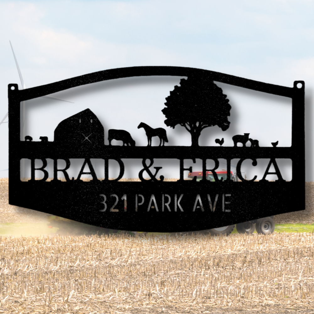 Personalized Farm Metal Sign, Custom Family Name Plaque, Metal Address Sign, Christmas Gift,  Cabin Metal Art