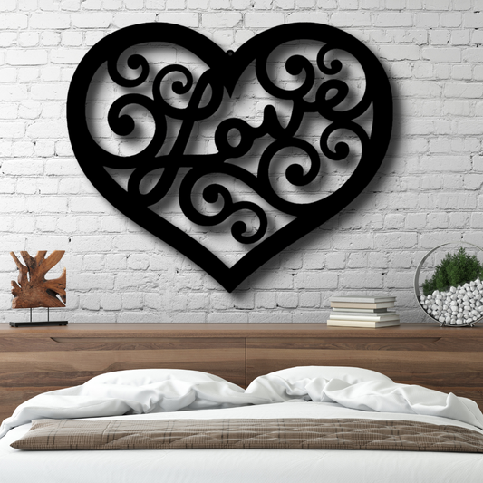 Love Swirl Heart Metal  Sign, Unique Heart Swirl Metal Art Decor, Housewarming Gift, Bed Room Wall Hanging, Metal Love Decor.