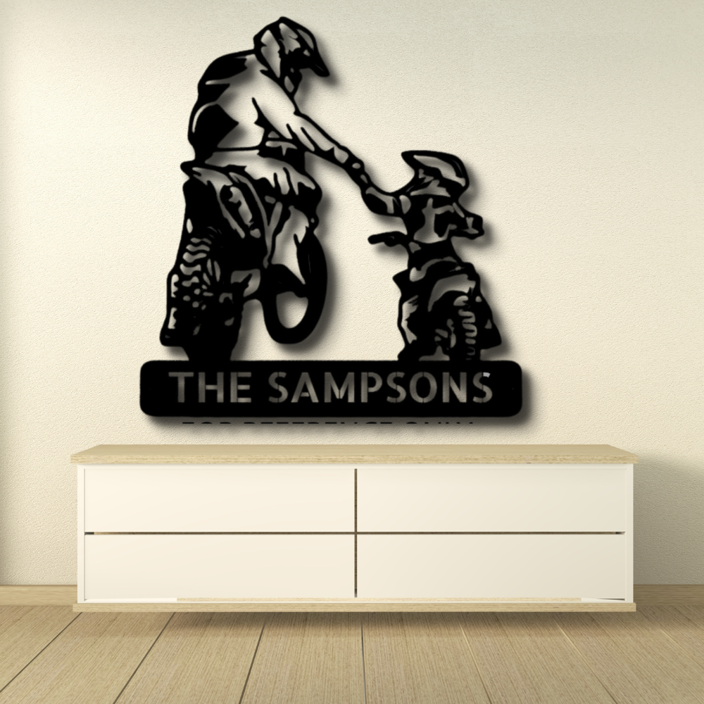 Custom Father and Son Motorcross Metal Sign, Personalized Father and Son Motocross Metal Plaque, Birthday Gift For Motocross Lover, Indoor Wall Hangings, Housewarming Gift For Him, Living Room Decor