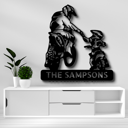 Custom Father and Son Motorcross Metal Sign, Personalized Father and Son Motocross Metal Plaque, Birthday Gift For Motocross Lover, Indoor Wall Hangings, Housewarming Gift For Him, Living Room Decor