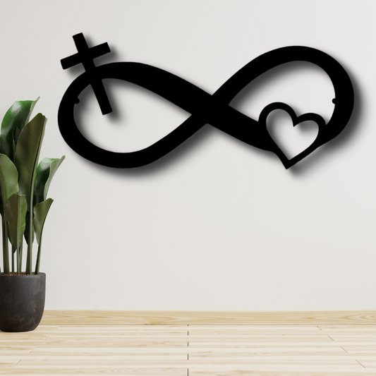 Lords Infinite Love Metal Sign, Infinite Love Metal Sign with Cross and Heart, Indoor Wall Hanging, Valentines Gift For Her, Metal Art Wall Decor, Housewarming Gift For Couple