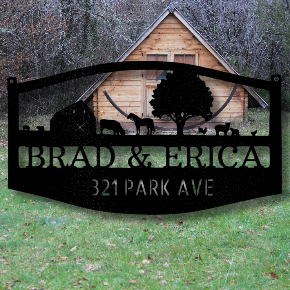 Personalized Farm Metal Sign, Custom Family Name Plaque, Metal Address Sign, Christmas Gift,  Cabin Metal Art