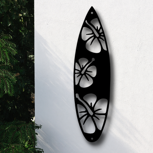 Surf Board  Metal Art Sign, Flowery Surf Board Wall Decor, Beach House Wall Hanging, Birthday Gift For Surfer, Summer House Decoration, Surf Board Wall Art.