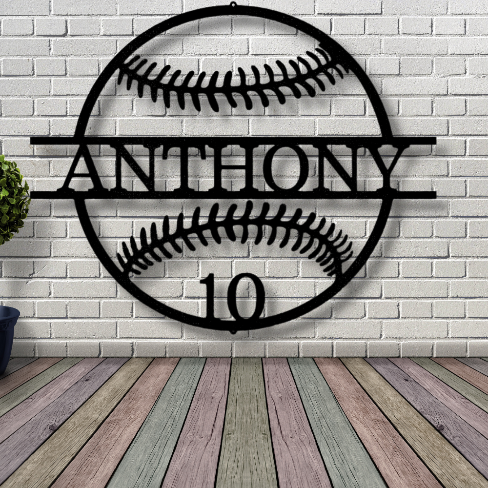 Personalized Sport Signs, Last Name Metal Art, Custom Number Metal Art, Gift For Teammates, Baseball Fan Gift