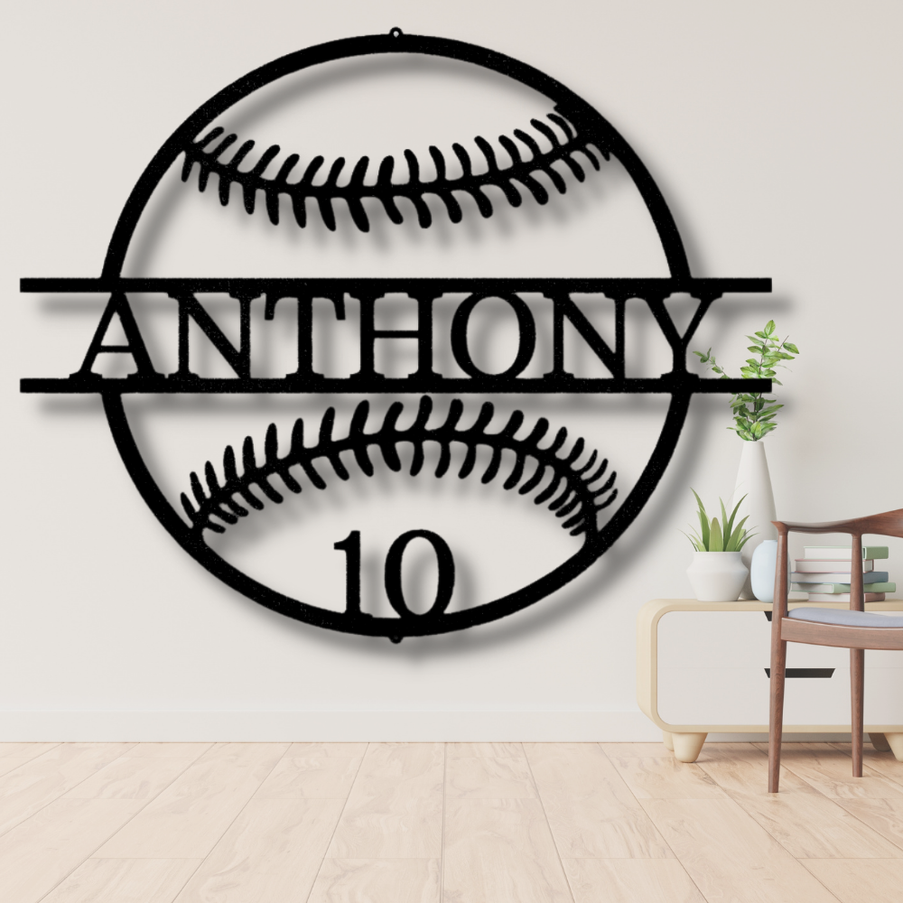 Personalized Sport Signs, Last Name Metal Art, Custom Number Metal Art, Gift For Teammates, Baseball Fan Gift