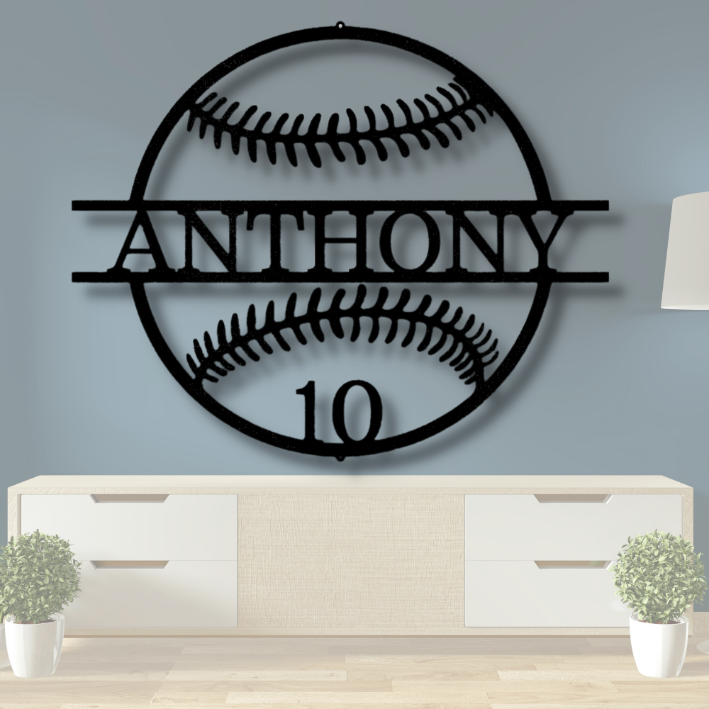 Personalized Sport Signs, Last Name Metal Art, Custom Number Metal Art, Gift For Teammates, Baseball Fan Gift