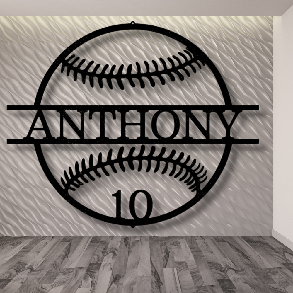 Personalized Sport Signs, Last Name Metal Art, Custom Number Metal Art, Gift For Teammates, Baseball Fan Gift