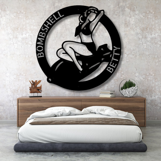 custom Bomber Lady Metal Sign, Bomber Lady Home Wall Hanging Plaque, Bedroom Decor, Indoor Decoration, Birthday Gift For Him, Housewarming Gift