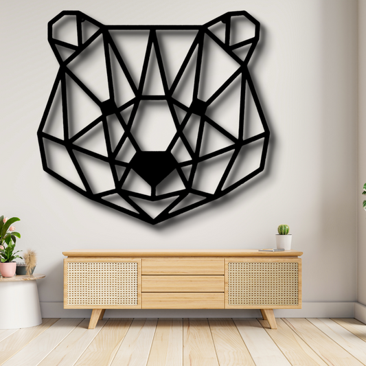 Geometric Bear Metal Sign, Geometric Bear Wall Art Decor Gift For Him, Cabin Wall Hanging, Indoor Outdoor  Wall, Living Room Wall Art Decoration.