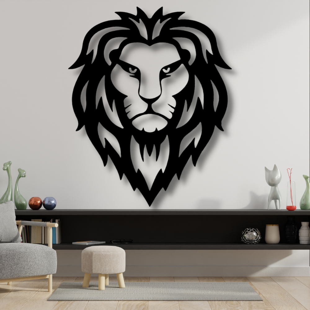 Lion Posts Metal Lion Head Metal Sign Wall Hanging, Lion Head Metal Wall Monogram, Livi ...