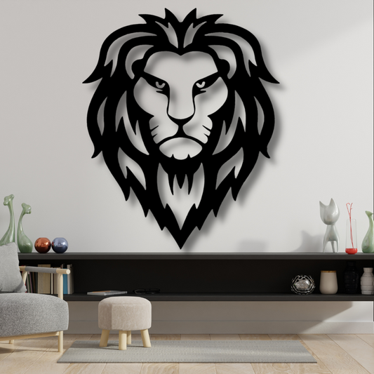 Lion Head Metal Sign Wall Hanging, Lion Head Metal Wall Monogram, Living Room Metal Art Decor For Him, Cabin House Wall Hanging, Lion Head Monogram Gift For Dad