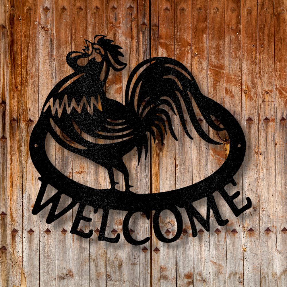 Welcome Home Metal Sign, Farm Rooster Metal Sign, Farmhouse Wall Hanging Decor,  Outdoor Indoor Decor, Porch Metal Sign