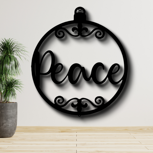 Peace Ornament  Metall Art Sign, Peace Ornament Wall Art Decor, Christmas Wall Hanging, Housewarming Decor, Indoor Hangings, Peace Wall Art Sign