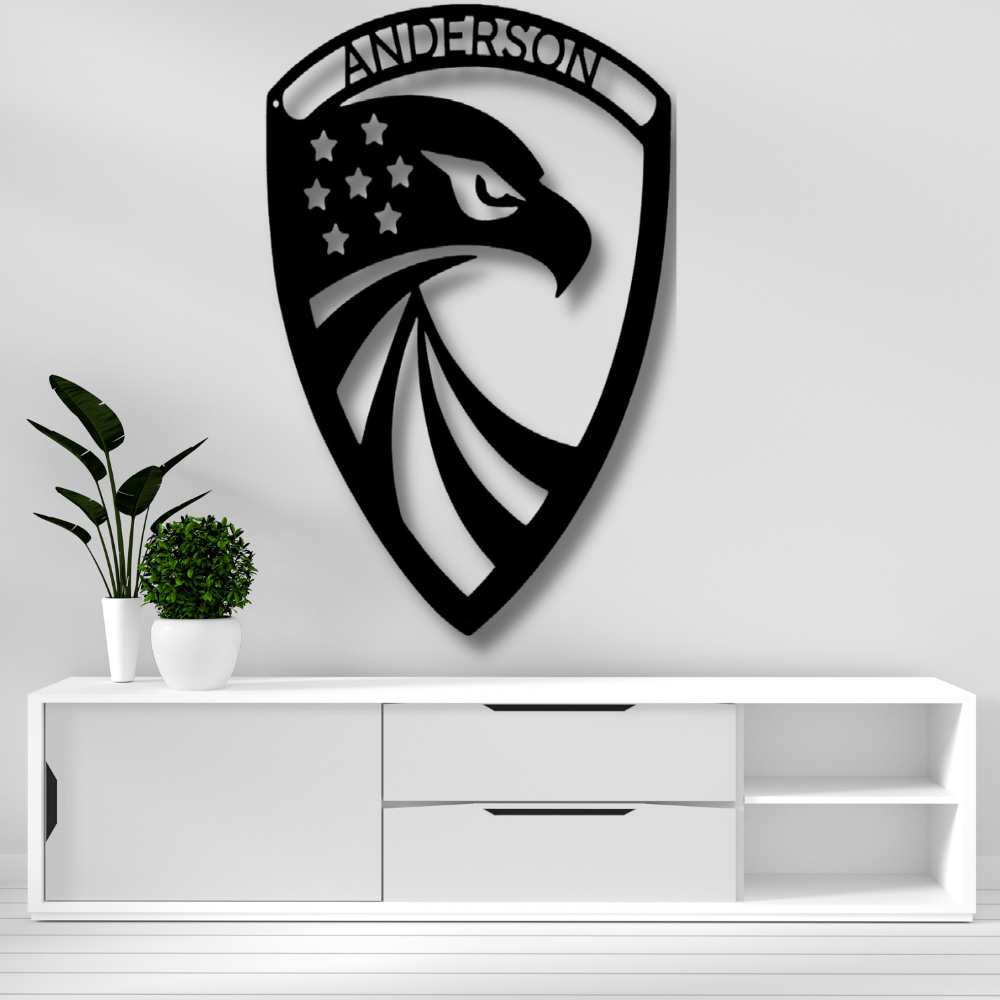 Custom Modern Eagle Metal Sign, Eagle Metal Artwork Decoration With Name, Living Room Decoration, Housewarming Gift For Mom, Birthday Gift For Her