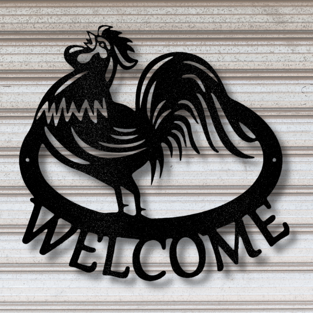 Welcome Home Metal Sign, Farm Rooster Metal Sign, Farmhouse Wall Hanging Decor,  Outdoor Indoor Decor, Porch Metal Sign