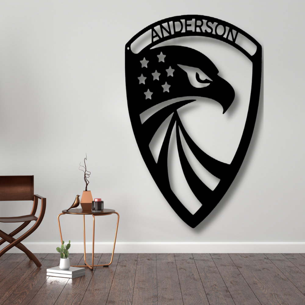 Custom Modern Eagle Metal Sign, Eagle Metal Artwork Decoration With Name, Living Room Decoration, Housewarming Gift For Mom, Birthday Gift For Her