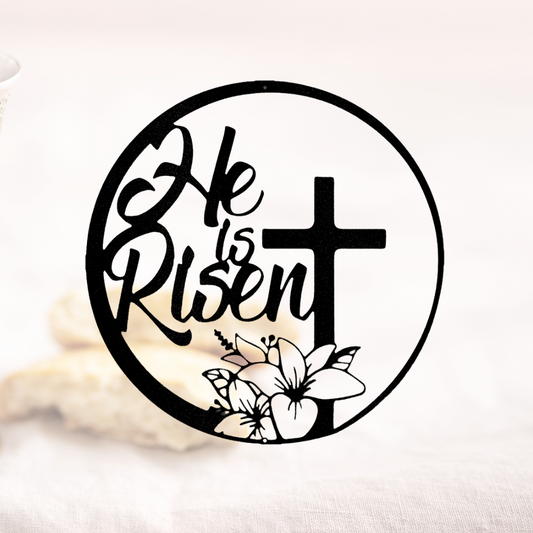 He is Risen Metal Sign Monogram, Easter Celebration Metal Sign, Christian Sign Plaque, Jesus Is Risen.