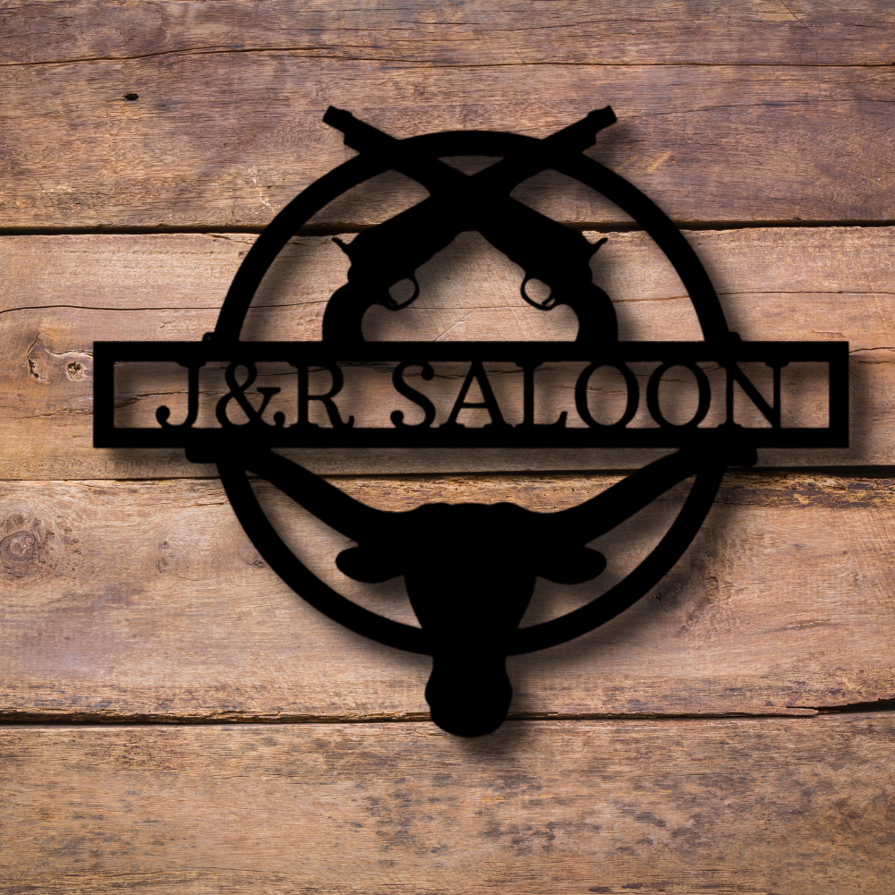 Personalized Saloon Metal Sign, Custom Wild West Style  Saloon  Gift For Bar Owner Father, Front Door Decor , Indoor Outdoor Wall Hanging, Address Art Sign.