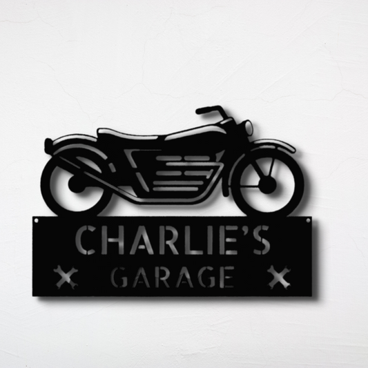 Personalized Motorcycle Garage Metal Sign, Custom Motorcycle Metal Art Gift For Biker Dad, Metal Address Sign, Outdoor Wall Art Decor, Birthday Gift For Him,