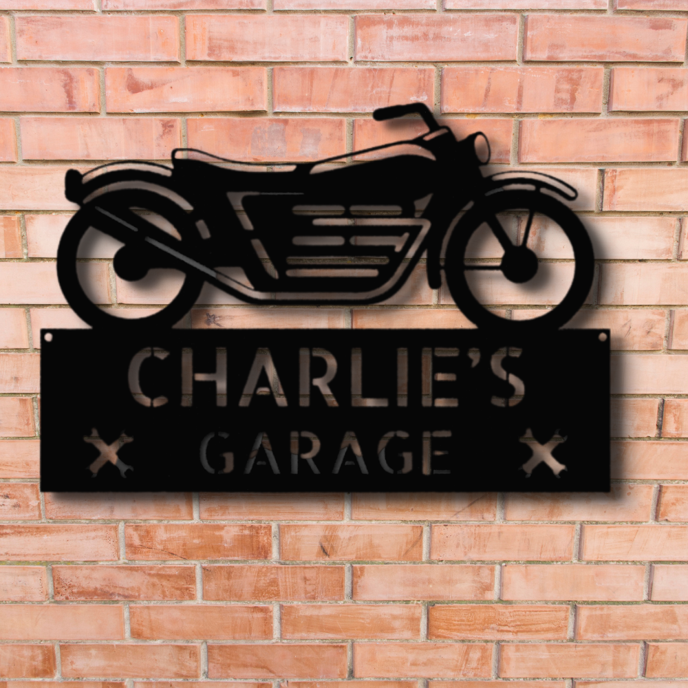 Personalized Motorcycle Garage Metal Sign, Custom Motorcycle Metal Art Gift For Biker Dad, Metal Address Sign, Outdoor Wall Art Decor, Birthday Gift For Him,