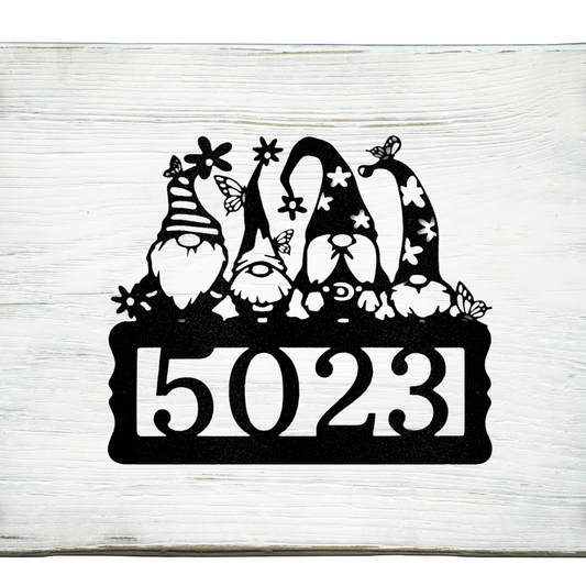 Gnome Address Sign, Personalized Metal Address Sign, House Number Plaque, Metal Address Numbers, Outdoor sign