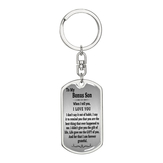 To My Bonus Son Keychain, Stepson Gift, Bonus Son Birthday Gift, Gift for Bonus Son From Stepdad, Christmas Gift