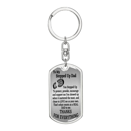 To My Stepped Up Dad Dog Tag Swivel Keychain Gift For Stepdad Father’s Day Gift, Stepped Up Dad Gift