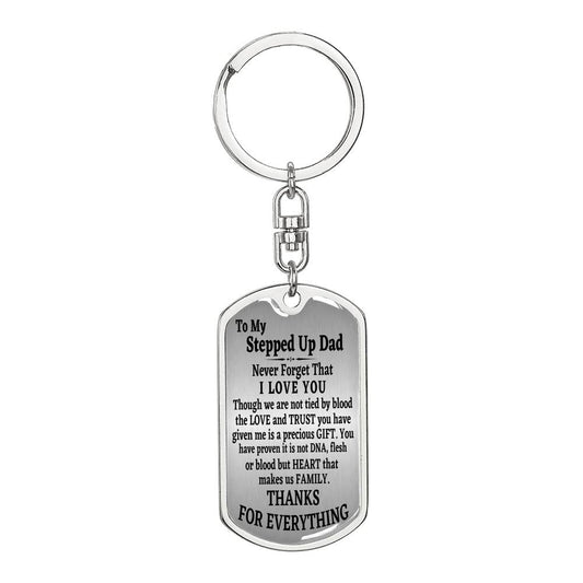 To My Bonus Dad Men’s Dog Tag Swivel Keychain Gift For Stepdad Father’s Day Gift Birthday Gift, Stepped Up Dad Gift