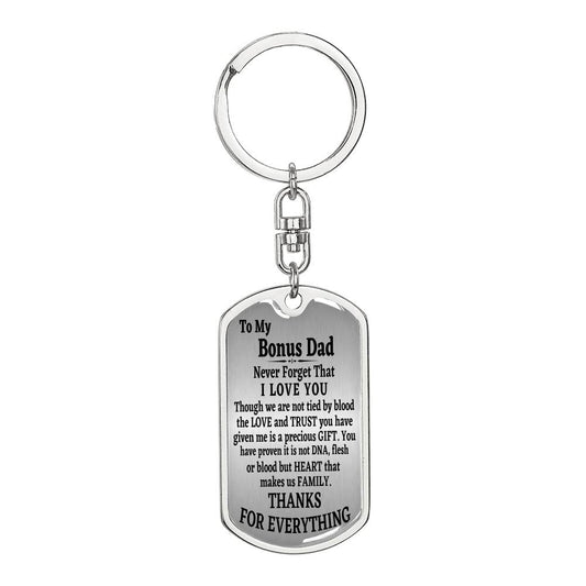To My Bonus Dad Dog Tag Swivel Keychain Gift For Stepdad Father’s Day Gift Birthday Gift, Stepped Up Dad Gift