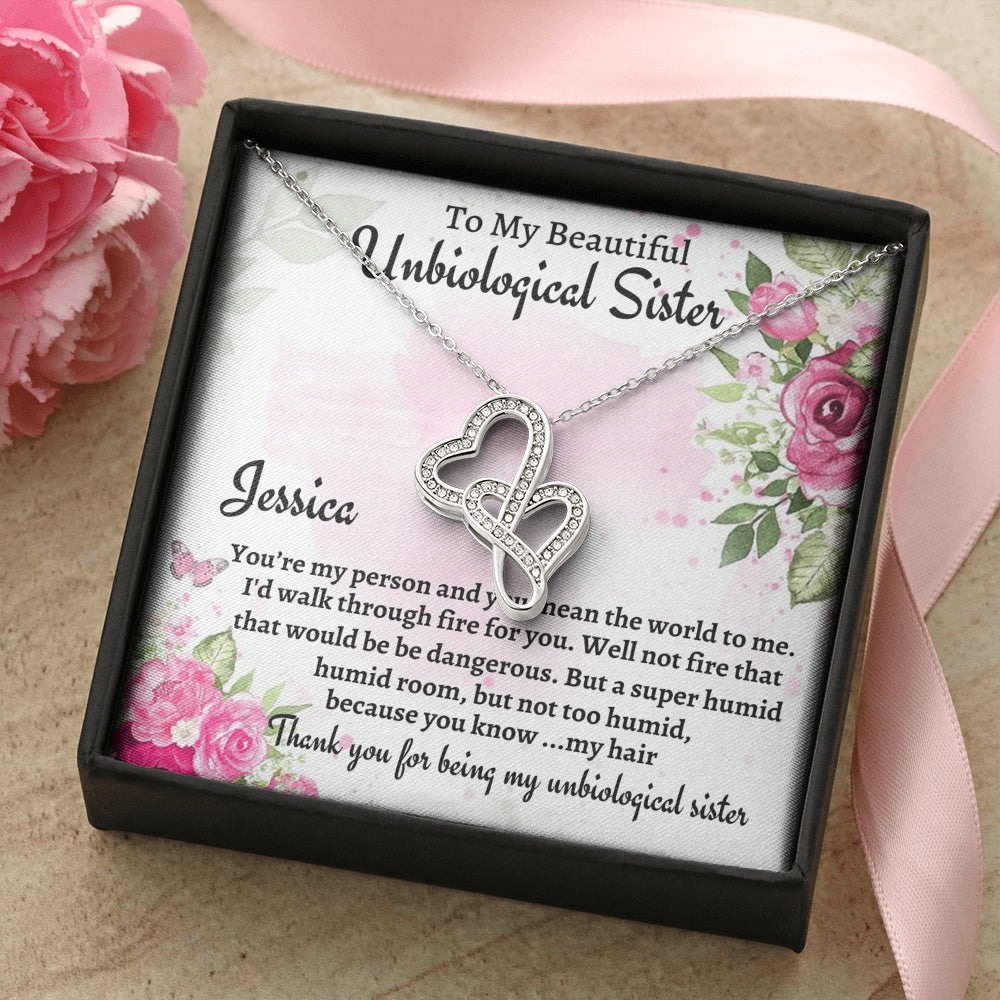 Unbiological Sister Gift, Personalized Double Hearts Necklace, Gift For A Soul Sister, Birthday Gift For A Friend, Best Friend Christmas Gift