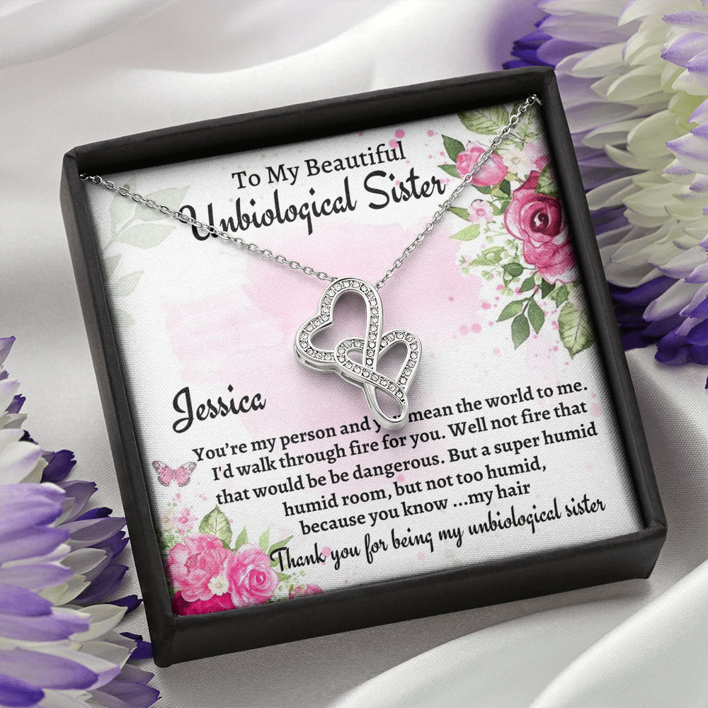 Unbiological Sister Gift, Personalized Double Hearts Necklace, Gift For A Soul Sister, Birthday Gift For A Friend, Best Friend Christmas Gift