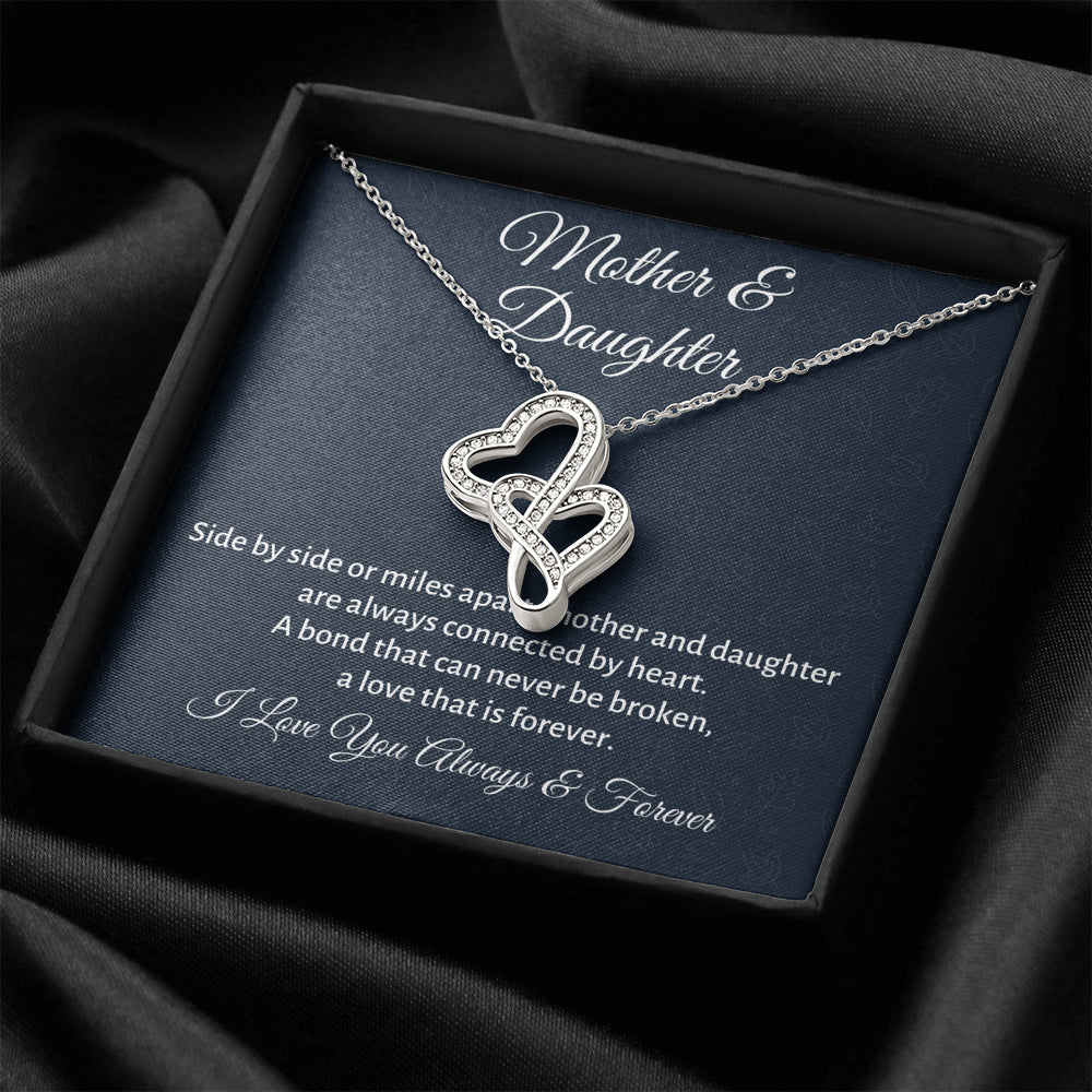 Mother & Daughter Double Hearts Necklace Gift, Mom Birthday or Christmas Present from Daughter, Parent Appreciation Gift