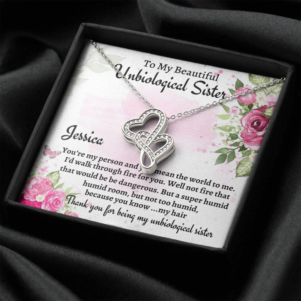 Unbiological Sister Gift, Personalized Double Hearts Necklace, Gift For A Soul Sister, Birthday Gift For A Friend, Best Friend Christmas Gift