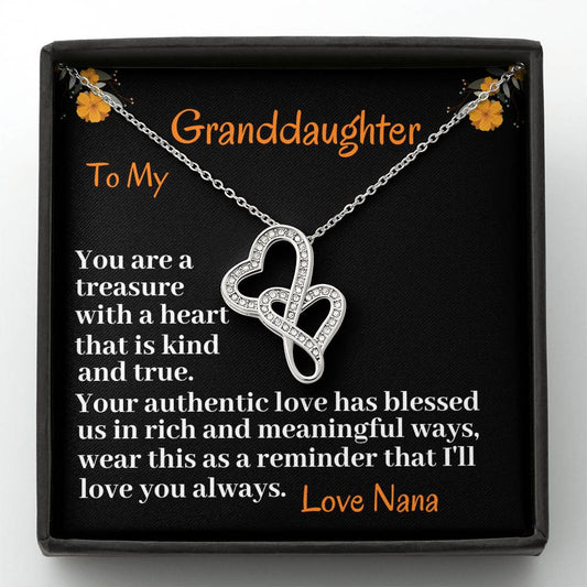 To My Granddaughter Double Hearts Necklace, Birthday Gift, Graduation Gift