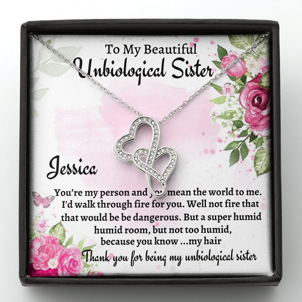 Unbiological Sister Gift, Personalized Double Hearts Necklace, Gift For A Soul Sister, Birthday Gift For A Friend, Best Friend Christmas Gift