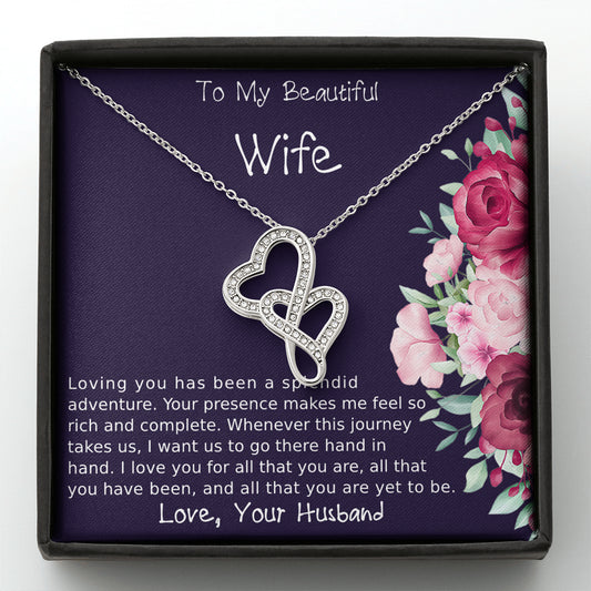 To My Wife Double Hearts Necklace Gift, Christmas Gift for Wife, Jewelry Gift For Wife From Husband, To My Soulmate Gift
