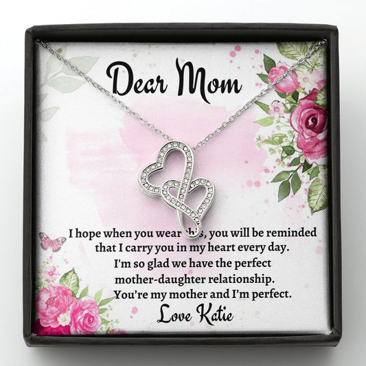 Gift for Mom, Double Hearts Necklace Gift For Mom, Birthday Gift, Present From Daughter to Mother Christmas Gift