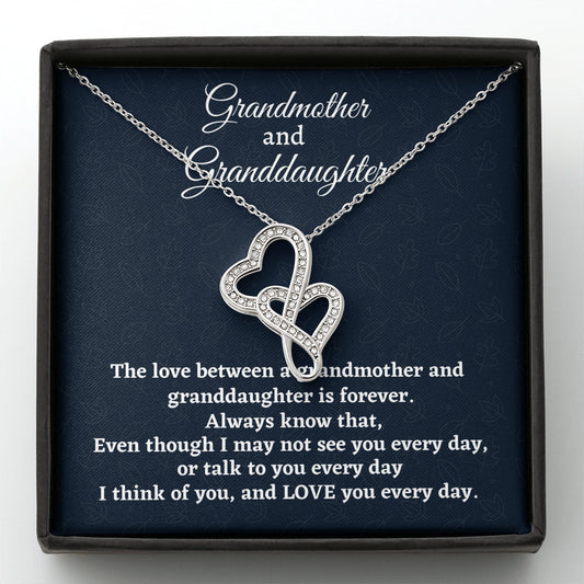 Grandmother & Granddaughter Necklace, Double Hearts Necklace Grandma Gift, Granddaughter Gift, Birthday Christmas Gift