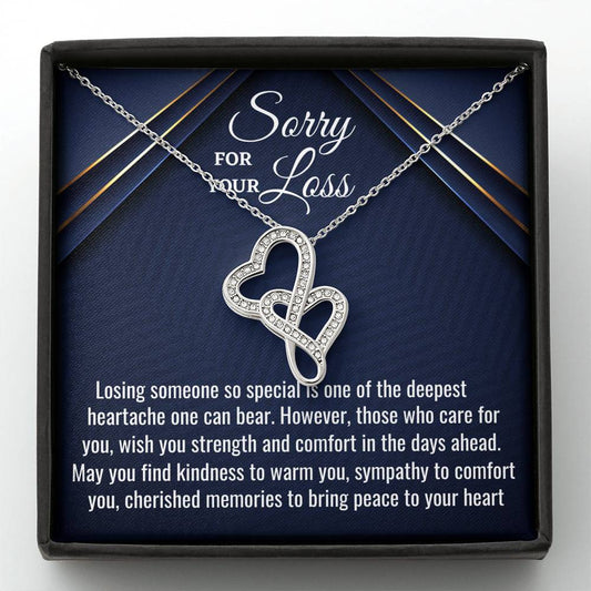 Sorry for Your Loss Gift, Loss of a Loved One, Grief, Bereavement Gift, Sympathy Double Hearts Necklace, Loss of Husband, Loss of Mother