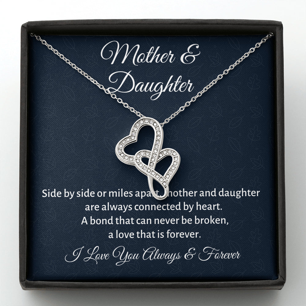 Mother & Daughter Double Hearts Necklace Gift, Mom Birthday or Christmas Present from Daughter, Parent Appreciation Gift
