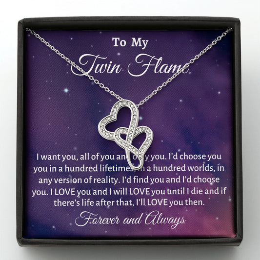 To My Twin Flame Double Hearts Necklace Gift, For My Girlfriend Soulmate Gift, Twin Flame Jewelry, To My Twin Flame Christmas or Birthday Gift For Her