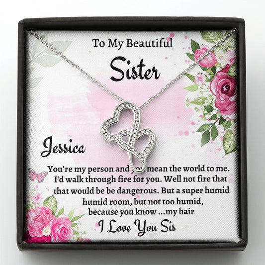 To My Sister Gift, Personalized Double Hearts Necklace, Gift For Soul Sister, Birthday Gift For A Sister, Best Friend Christmas Gift