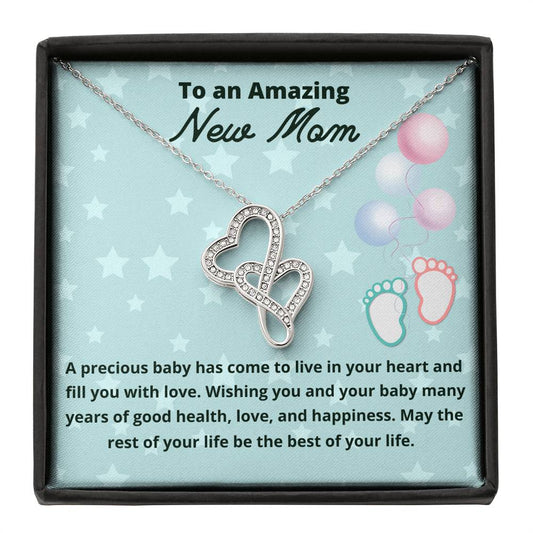 Gift for New Mom Joined Hearts Necklace First Time Mom to be Gifts, Present for New Mom, Unique New Mom Gift