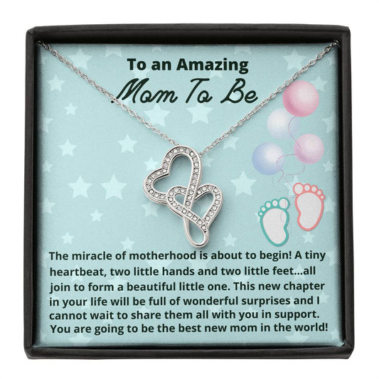 Mom To Be Necklace Gift, Baby Shower Gift Double Hearts Necklace for Expecting Moms, Mom to Be, New Mom Gift, Pregnancy gift
