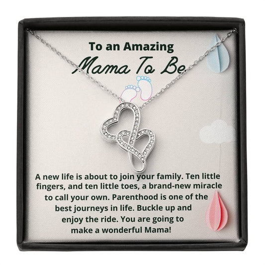 Mama To Be Necklace Gift, Gift for Expecting Moms Double Hearts Necklace, Baby Shower Gift Mom to Be, New Mom Gift, Pregnancy gift