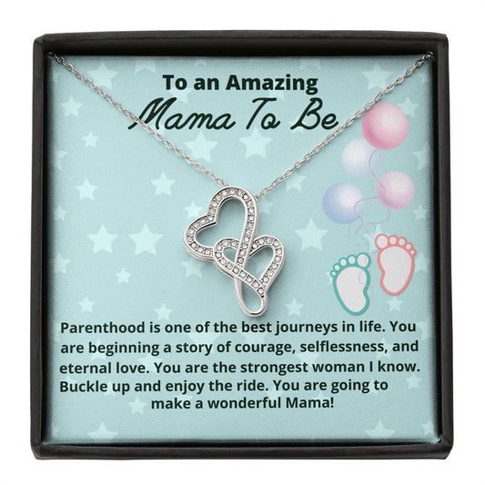 Mama To Be Necklace Gift, Baby Shower Gift Double Hearts Necklace for Expecting Moms, Mom to Be, New Mom Gift, Pregnancy gift