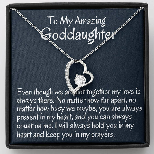 To My Goddaughter Gift, Goddaughter Gift from Godmother Necklace Gift for Baptism, Confirmation, Graduation Birthday Forever Love Necklace